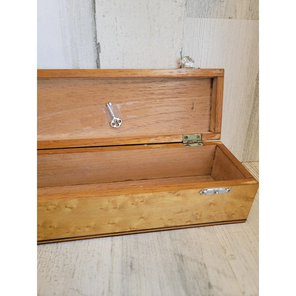 Vintage long lock key flute instrument‎ hinged wooden unique home decor